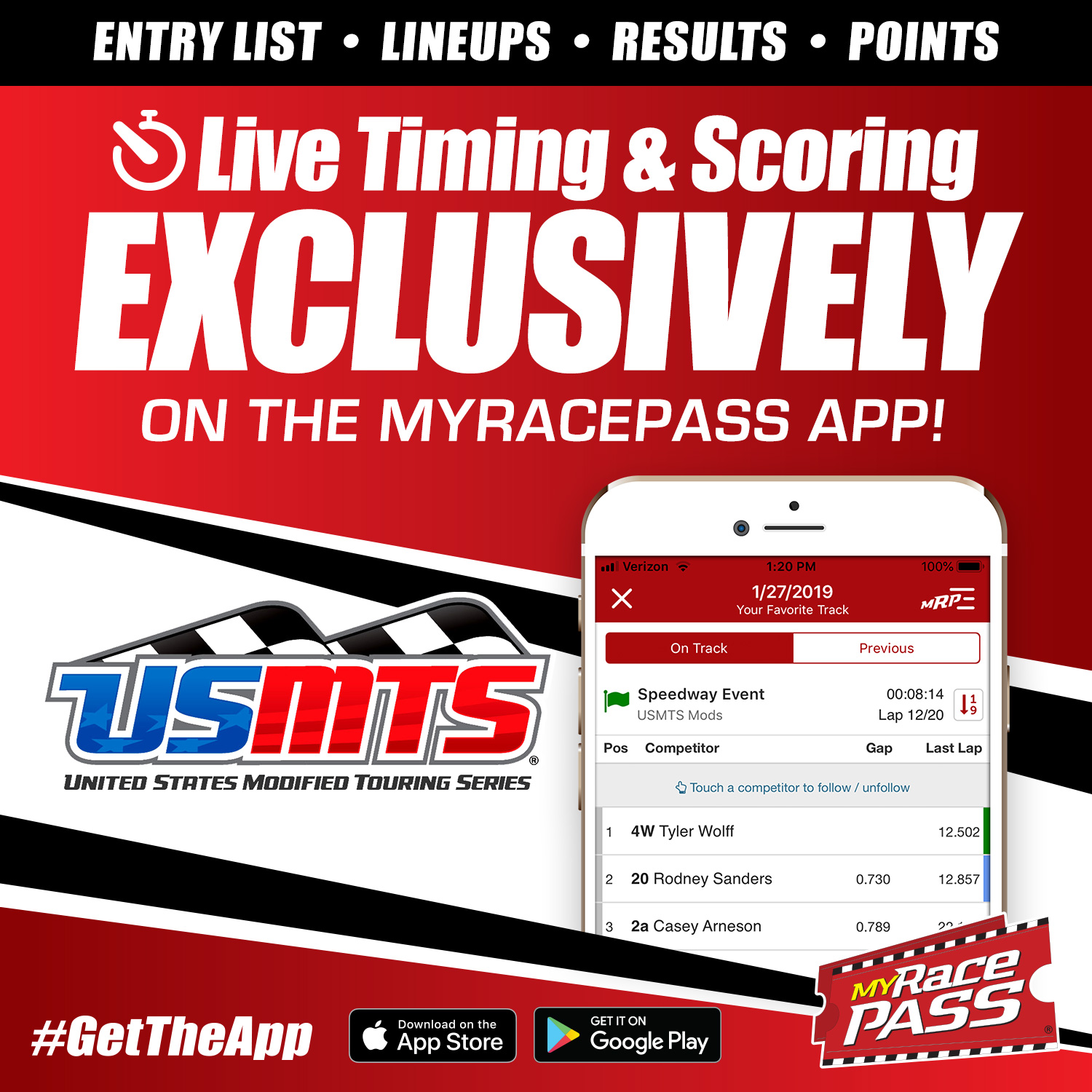 USMTS lineups, live timing exclusively on MyRacePass app