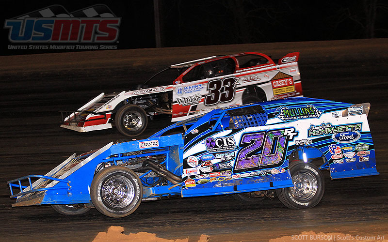 Ricky Thornton Jr. (20rt) and Zack VanderBeek (33z) during the 6th Annual Cajun Clash presented by Horseshoe Bossier City at the Ark-La-Tex Speedway in Vivian, La., on Saturday, March 4, 2017.