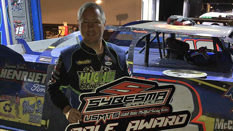 Jason Hughes won the Sybesma Graphics Pole Award during the 8th Annual USMTS Amarillo Ambush at the Route 66 Motor Speedway in Amarillo, Texas, on Saturday, May 6, 2017.