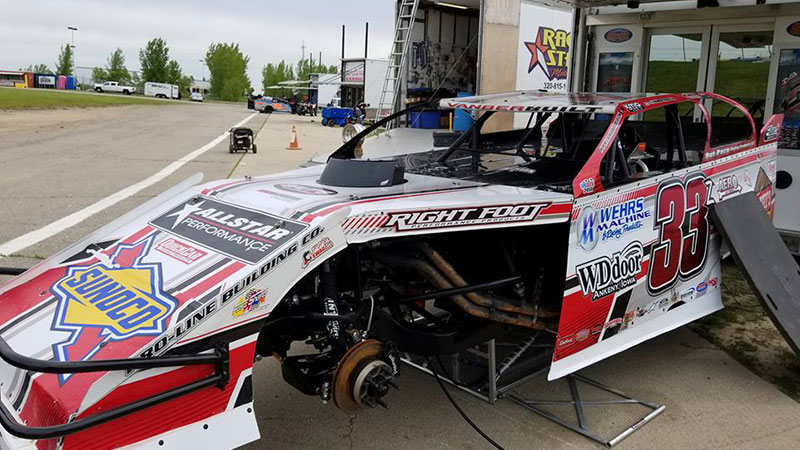 Zack VanderBeek ready to race at the 3rd Annual RHRSwag.com Summersota Modified Nationals at the I-94 Speedway in Fergus Falls, Minn., on Friday, May 19, 2017.