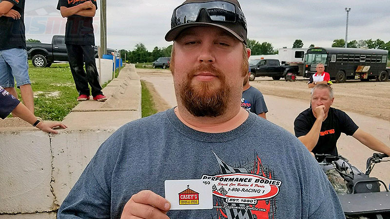 Justin Ritchie won a $50 gift card from Casey's General Stores during Round #2 of the USMTS Badgerland Summer Shootout presented by Prestige Custom Cabinetry at the 141 Speedway in Francis Creek, Wis., on Wednesday, July 12, 2017.