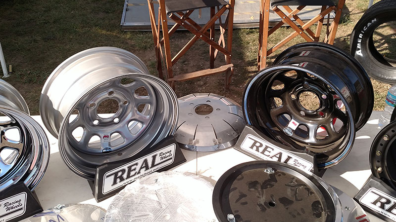American Racer and Real Racing Wheels on display during the 19th Annual Featherlite Fall Jamboree at the Deer Creek Speedway in Spring Valley, Minn., on Thursday, Sept. 21, 2017.