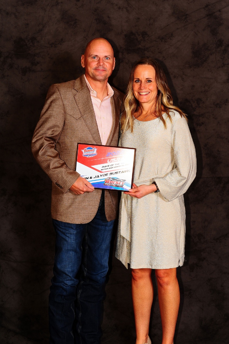 Kevin Sustaire and his wife, Jayde Sustaire, owners of the Rocket Raceway Park in Petty, Texas.
