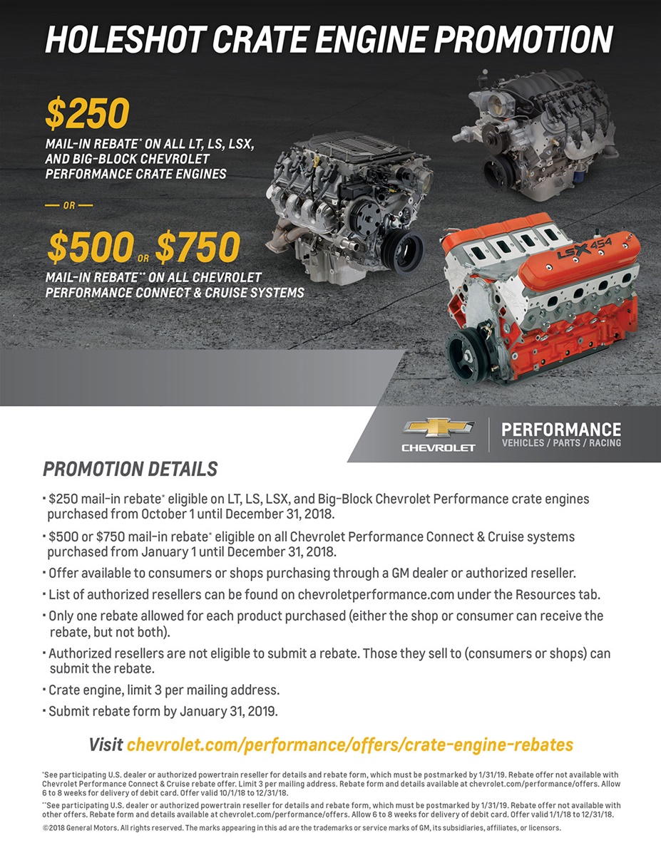 250 MailIn Rebate on Chevrolet Performance Crate Engines