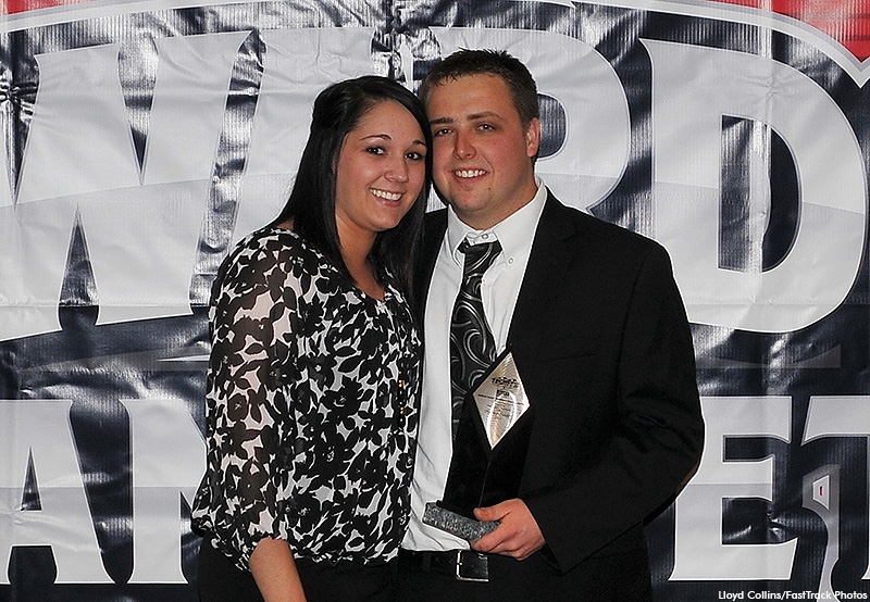 2013 USMTS national champion Rodney Sanders poses with his girlfriend, Samantha Krohn, at the USMTS awards banquet on Friday, Jan. 31. (Lloyd Collins, FastTrack Photos).