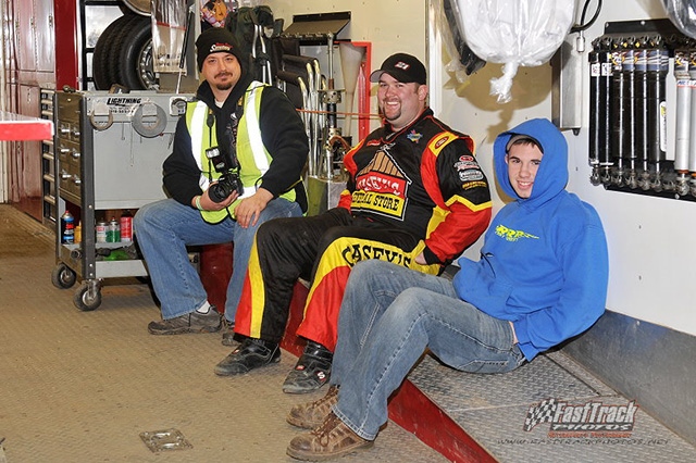 Photographer Jeff �Buck� Monson spends some quality time with Zack VanderBeek and friend at the Humboldt Speedway.