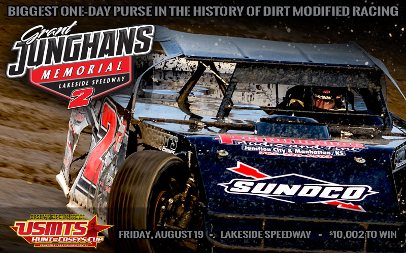 Grant Junghans Memorial set for Aug. 19; biggest one-day event in history of dirt modified racing comes to Lakeside Speedway