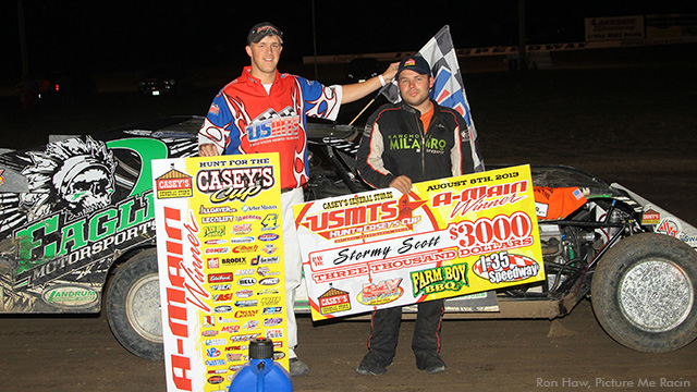 Stormy Scott third at the white flag, first to the checkered in controversial classic at I-35 Speedway