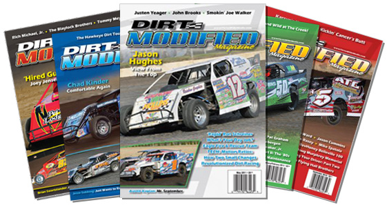 Hughes on the cover of May issue of Dirt Modified Magazine