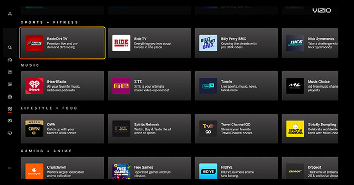 RacinDirt TV now streaming on Vizio Smart TVs
