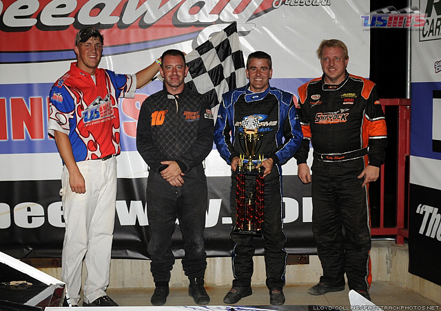 Lucas Oil Speedway checkers wave for Krohn 